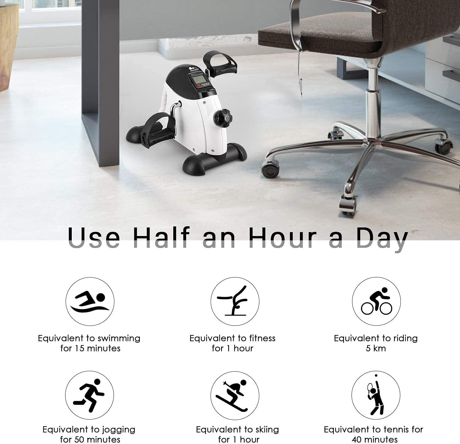 Transform Your Fitness Routine with Our Portable Under Desk Exercise Bike - Perfect for Leg and Arm Workouts with LCD Display!